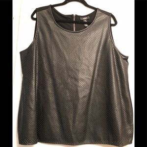 Black faux leather sleeveless top by Alfani..
